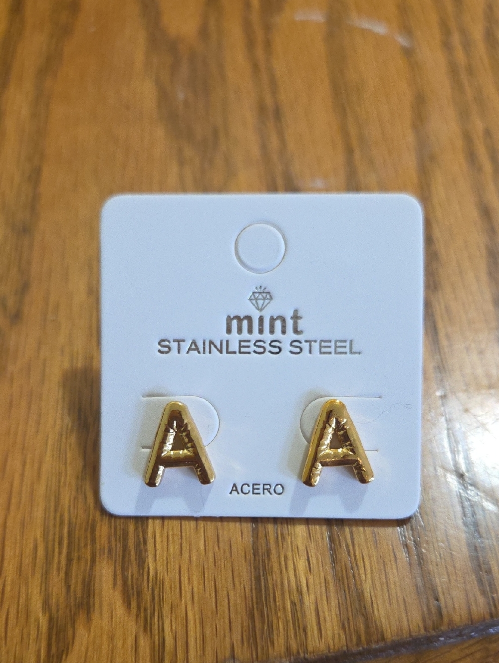 Mint Gold Letter A Stud Earrings Stainlesssteel